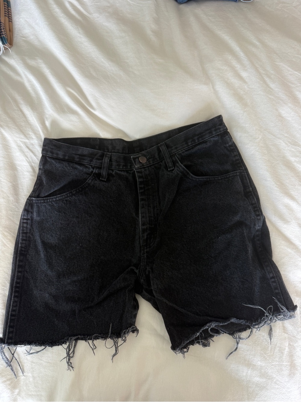 Rustler Black Denim Frayed Hem Jean Shorts